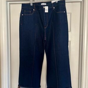 LOFT Dark Blue Wide Leg Cuffed Jeans [NWT]